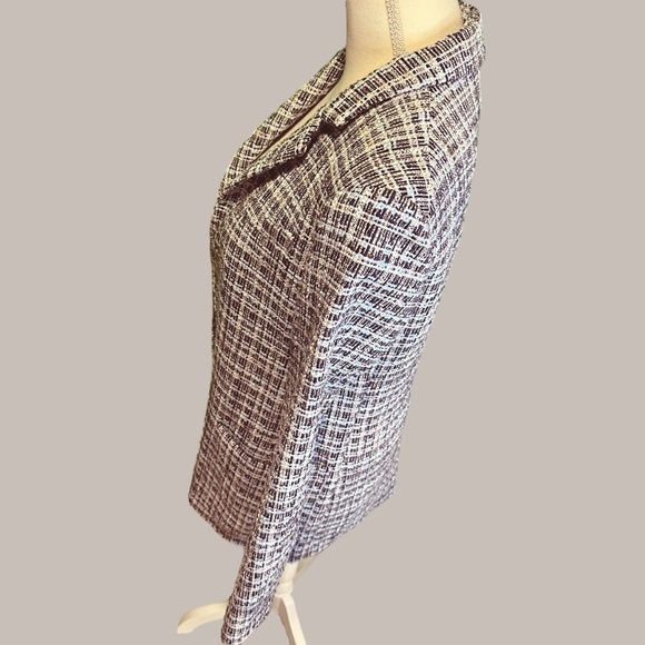 Adam Lippes Collection Navy Blue Tailored Classic Tweed Textured Blazer Size 2 - Picture 8 of 16